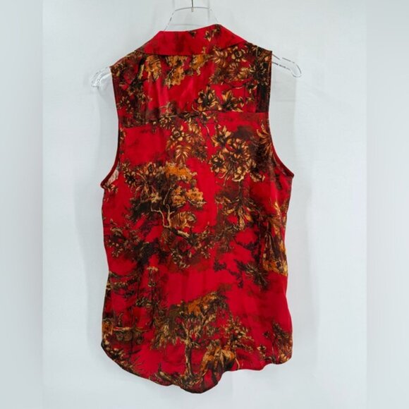 L'AGENCE Emmy Sleeveless Silk Blouse High Risk Red Multi Jungle Toile medium - Picture 3 of 7
